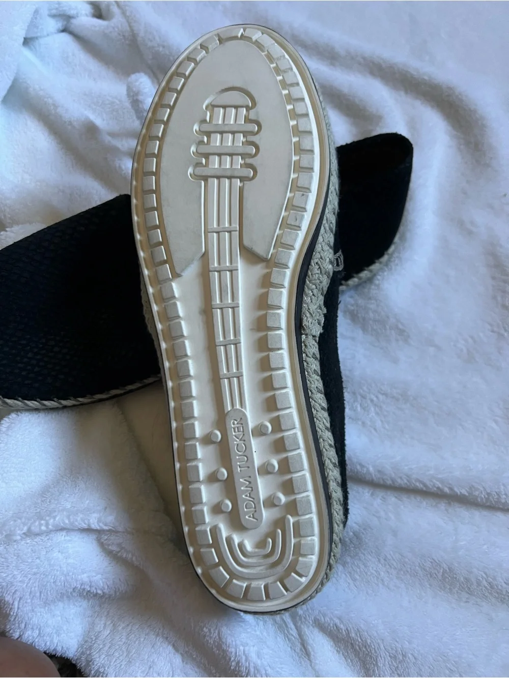 Adam Tucker Black Textured Slip-On Espadrilles